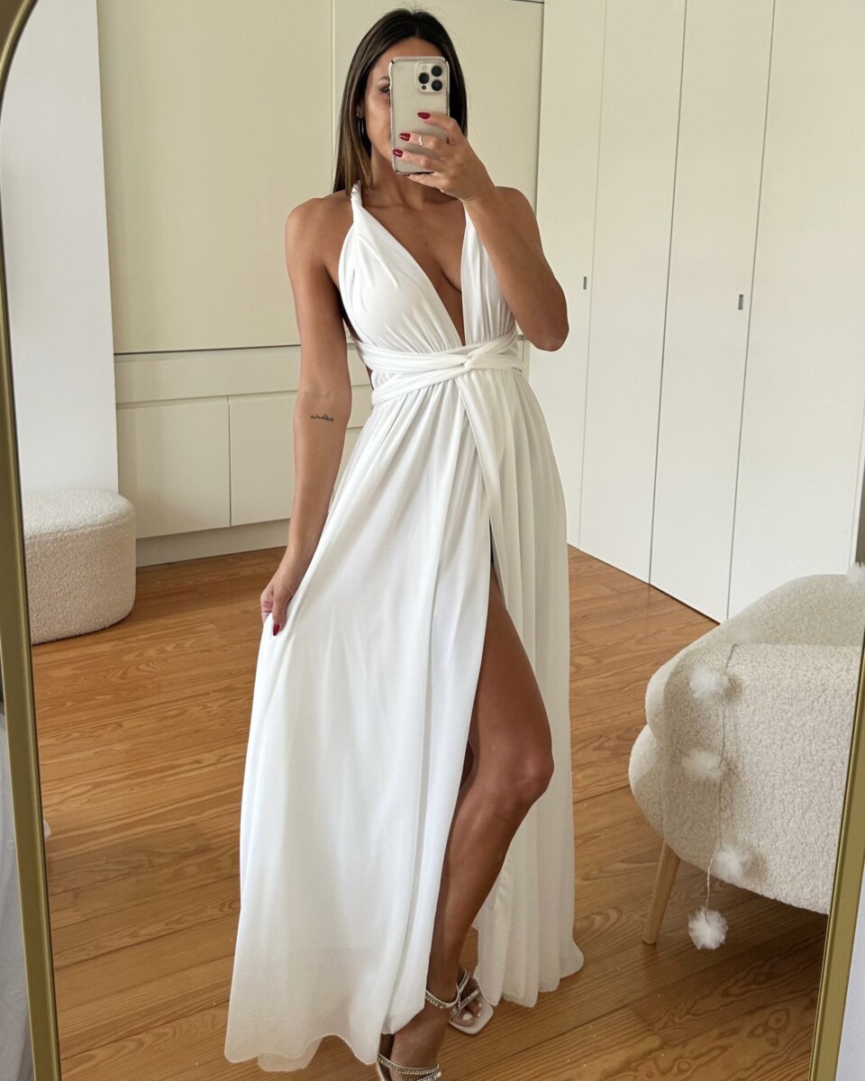 Vestido Multiposición Gasa Abertura Novia