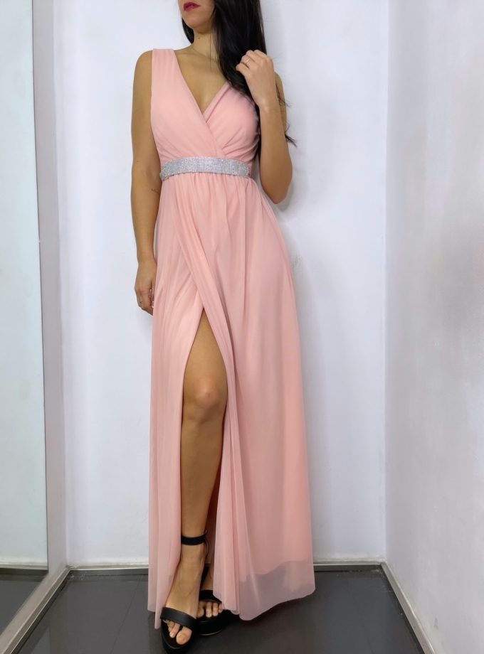 Vestido Tul Basic Cintura Brillos