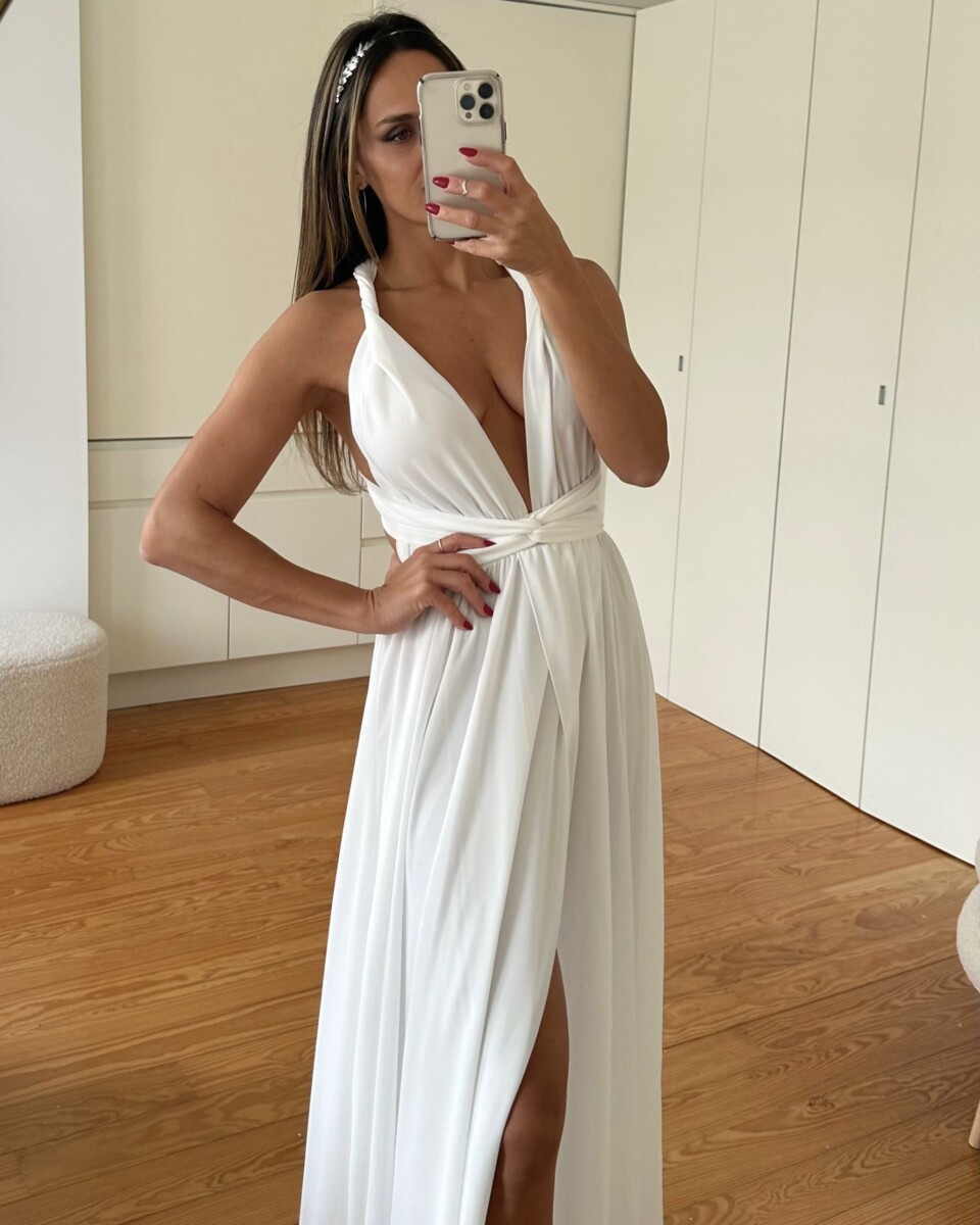 Vestido Multiposición Gasa Abertura Novia