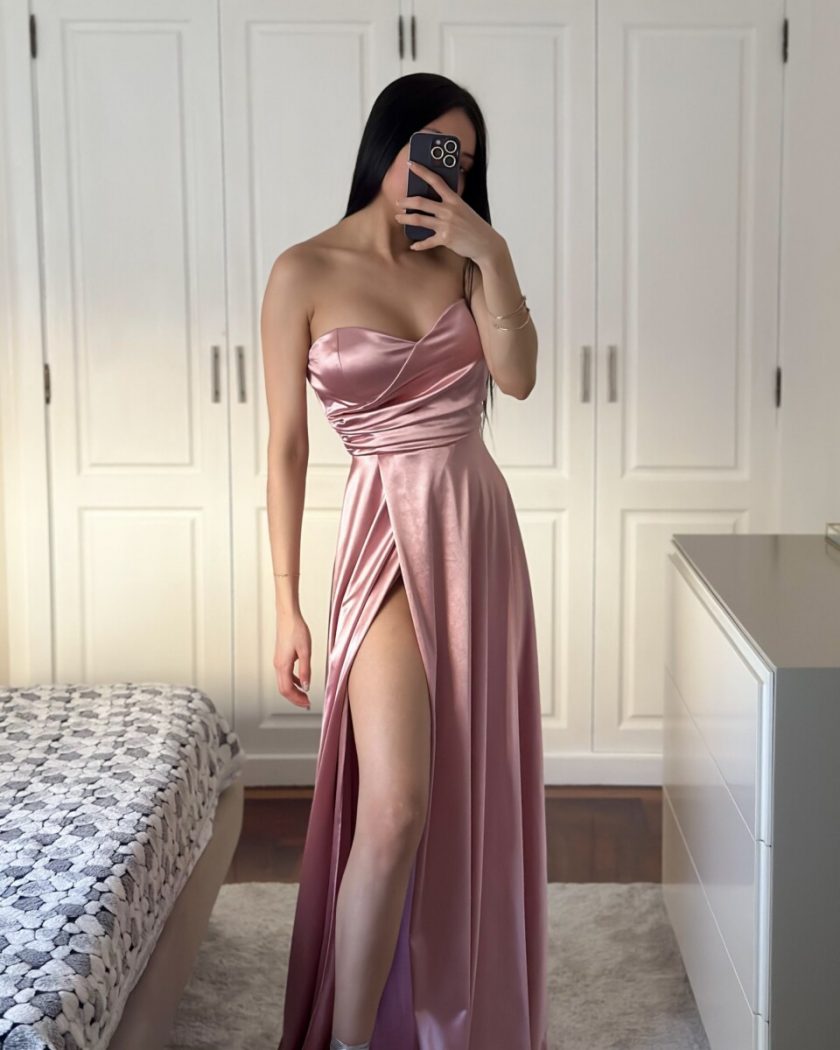 Vestido Seda Escote Corazón - Imagen 8