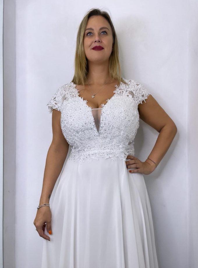 Vestido Encaje Brillos Curvy Novia