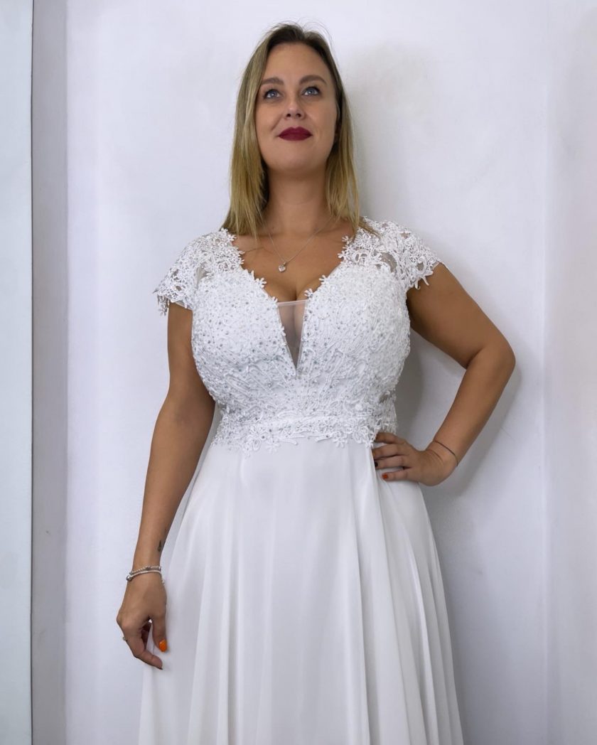 Vestido Encaje Brillos Curvy Novia - Imagen 11