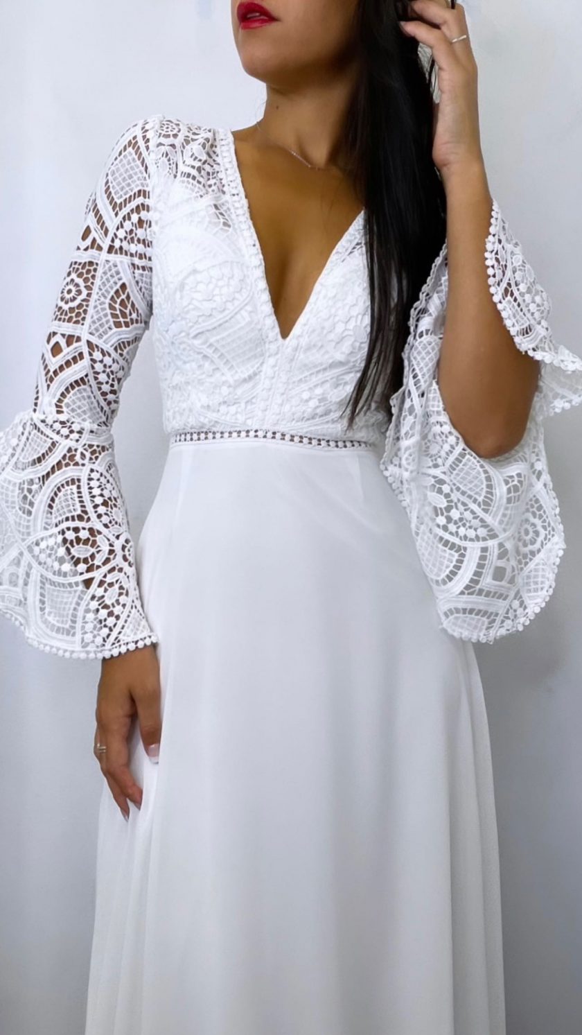 Vestido Ibiza Mangas Volante Novia - Imagen 14