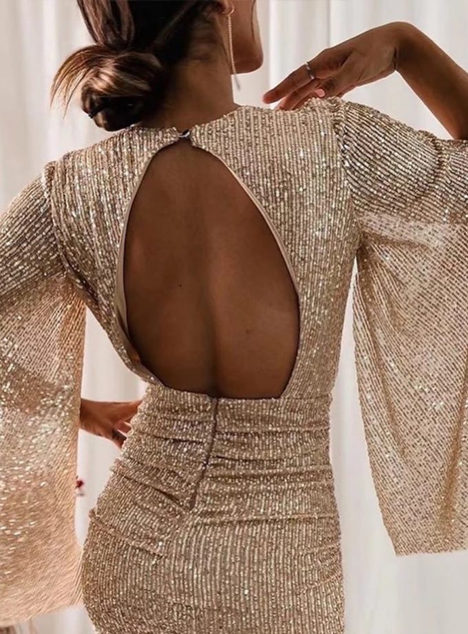 Vestido Lentejuelas Mangas Abiertas