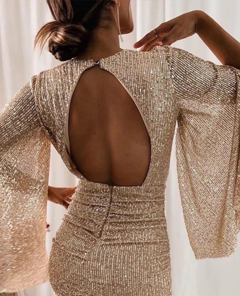 Vestido Lentejuelas Mangas Abiertas - Imagen 3
