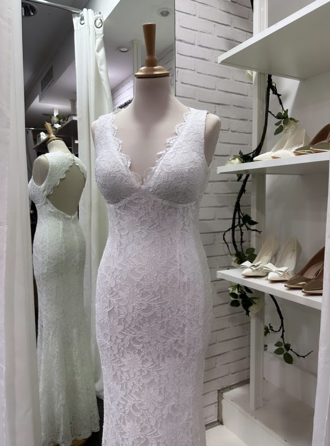 Vestido Encaje Sirena Espalda Novia