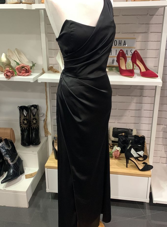 Vestido Asimétrico Abertura Seda