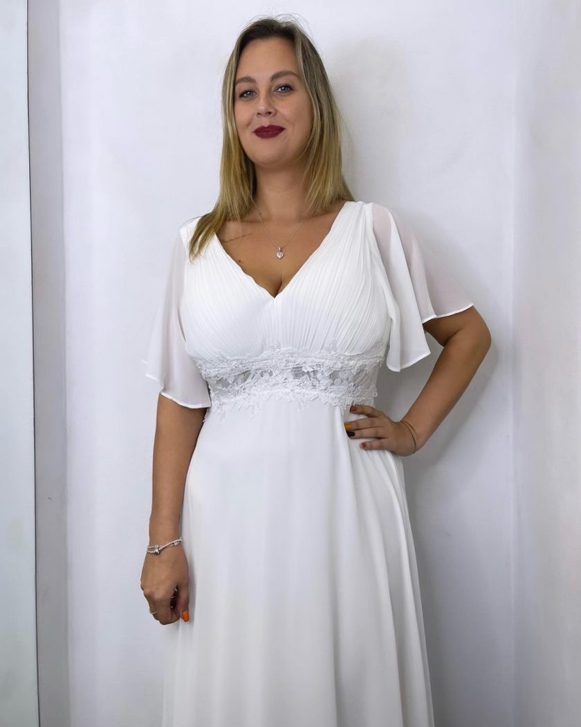 Vestido Curvy Cintura Encaje Novia - Imagen 5