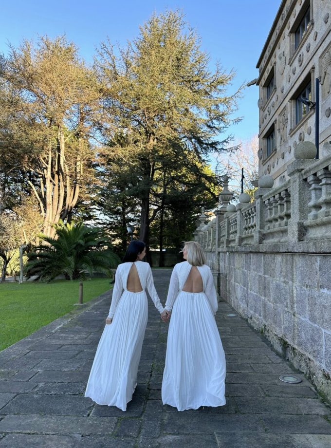 Vestido Tablas Espalda Novia