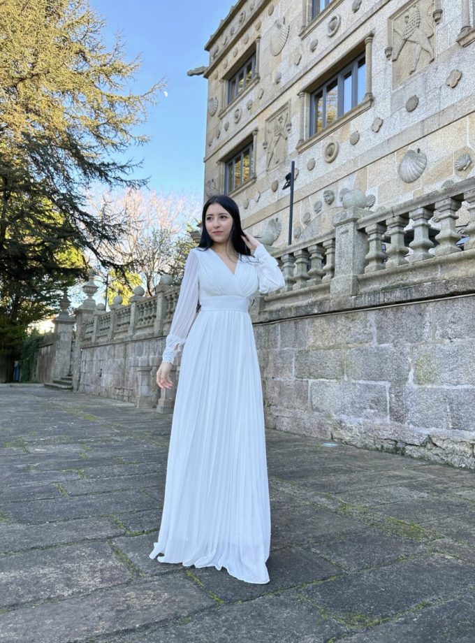 Vestido Tablas Espalda Novia