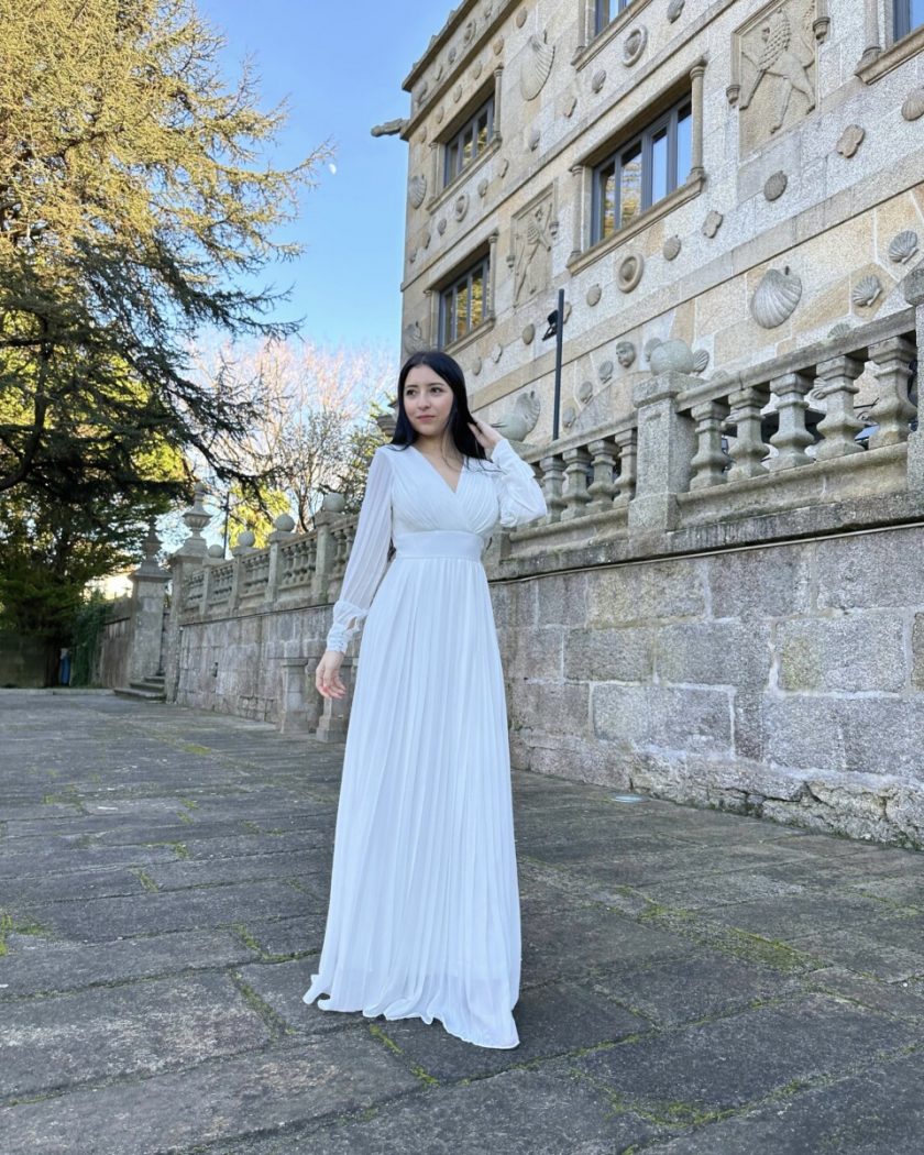 Vestido Tablas Espalda Novia