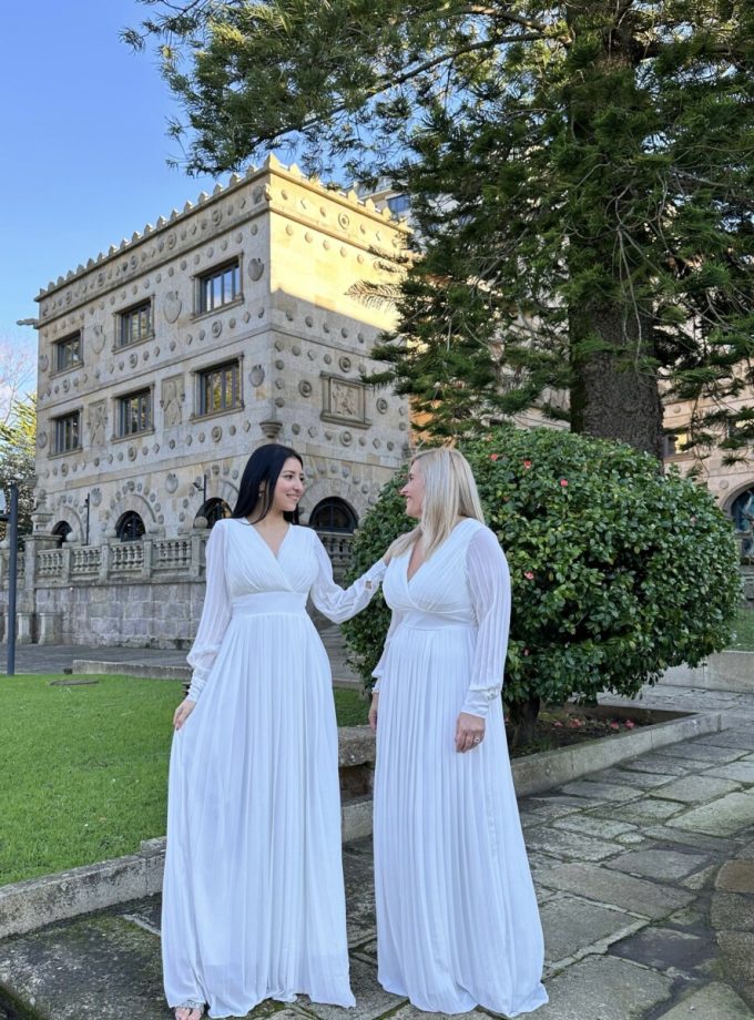Vestido Tablas Espalda Novia