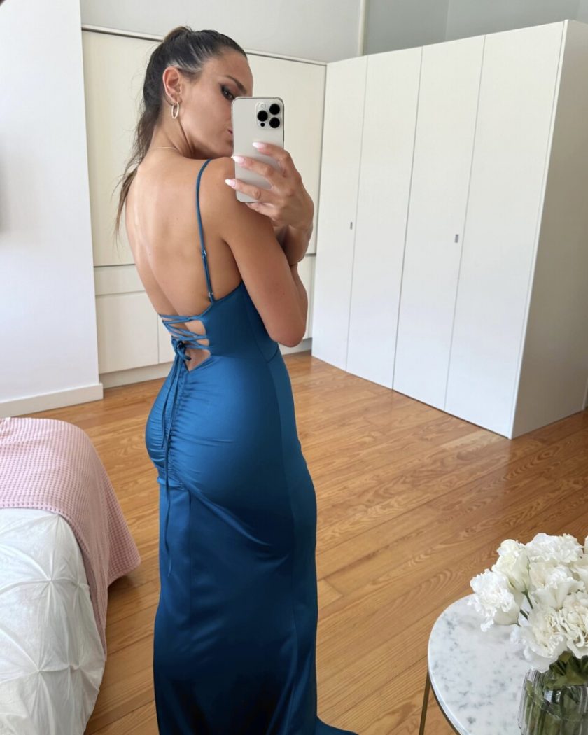 Vestido Seda Elástico Drapeado Espalda - Imagen 15