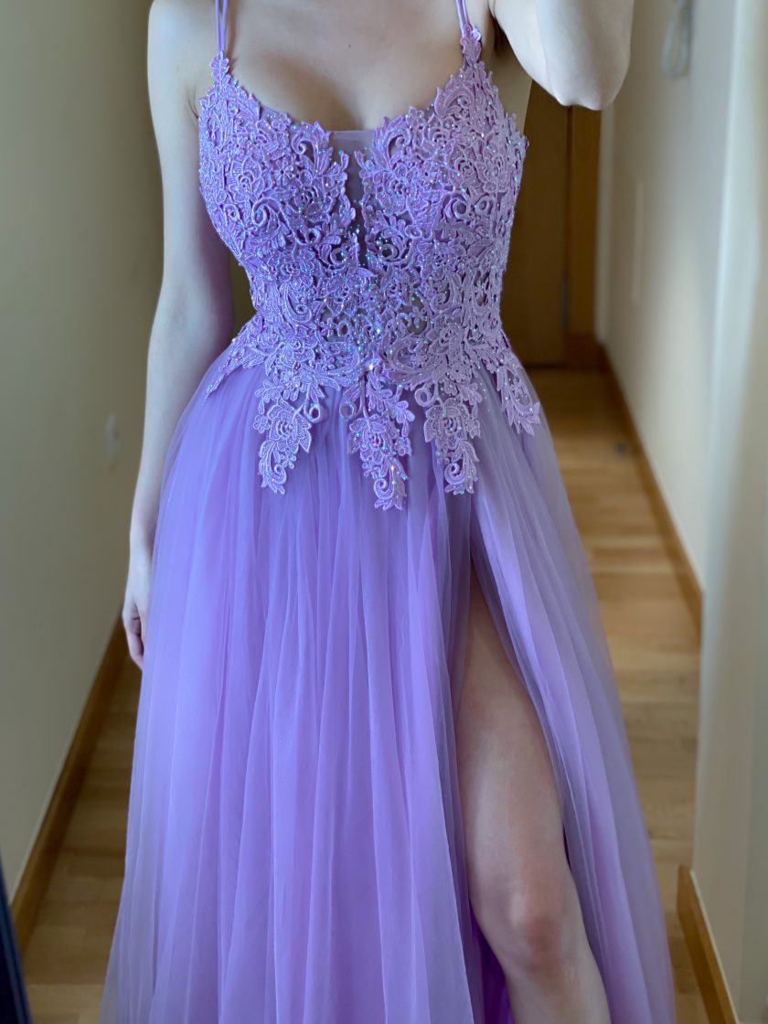 Vestido Tul Largo Abertura - Imagen 2