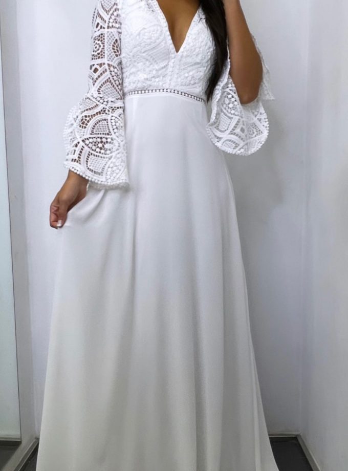 Vestido Ibiza Mangas Volante Novia