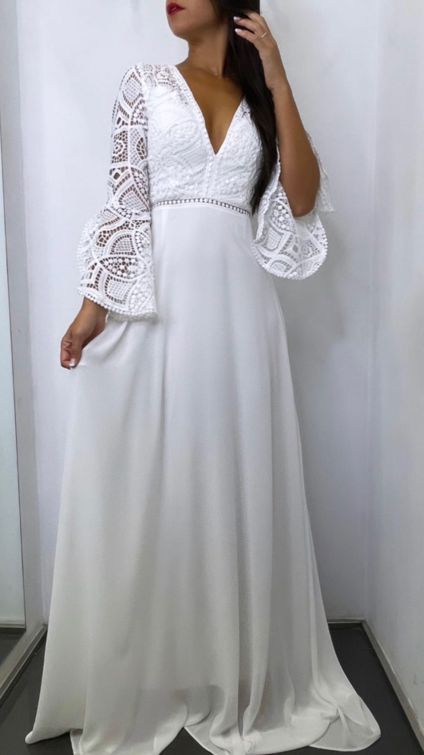Vestido Ibiza Mangas Volante Novia - Imagen 4