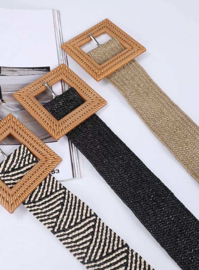 Cinturón Rafia Cuadrado