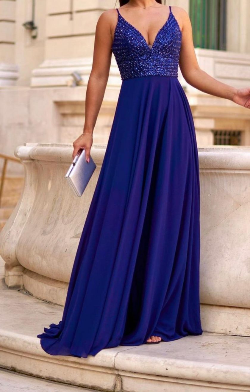 Vestido Gasa Brillos Pecho - Imagen 22