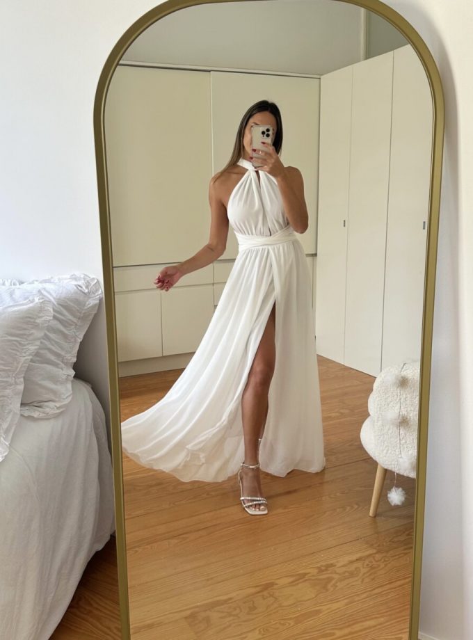 Vestido Multiposición Gasa Abertura Novia