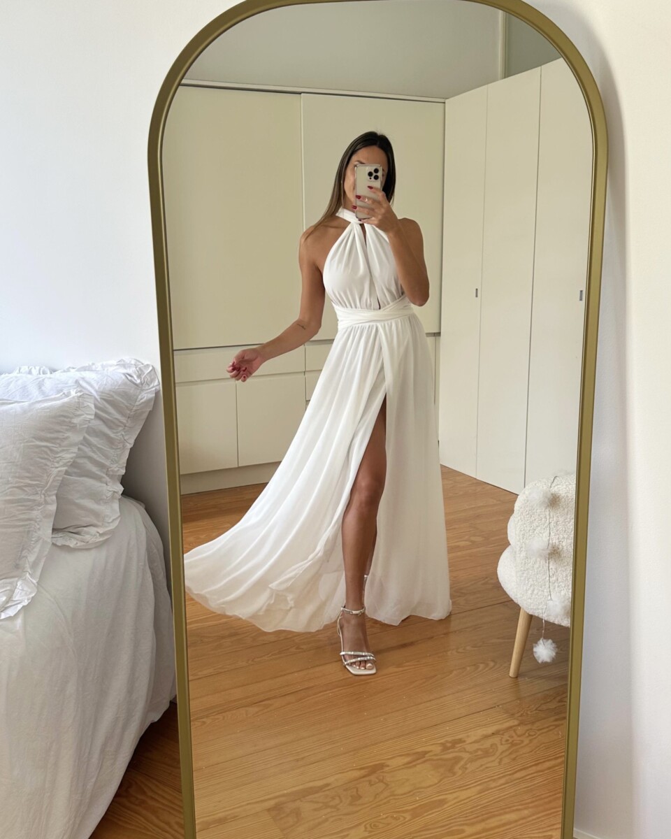 Vestido Multiposición Gasa Abertura Novia