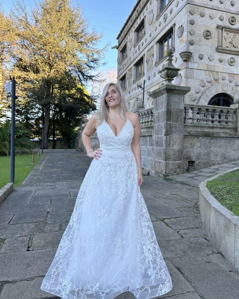 Vestido Novia Encaje Flores - Imagen 11