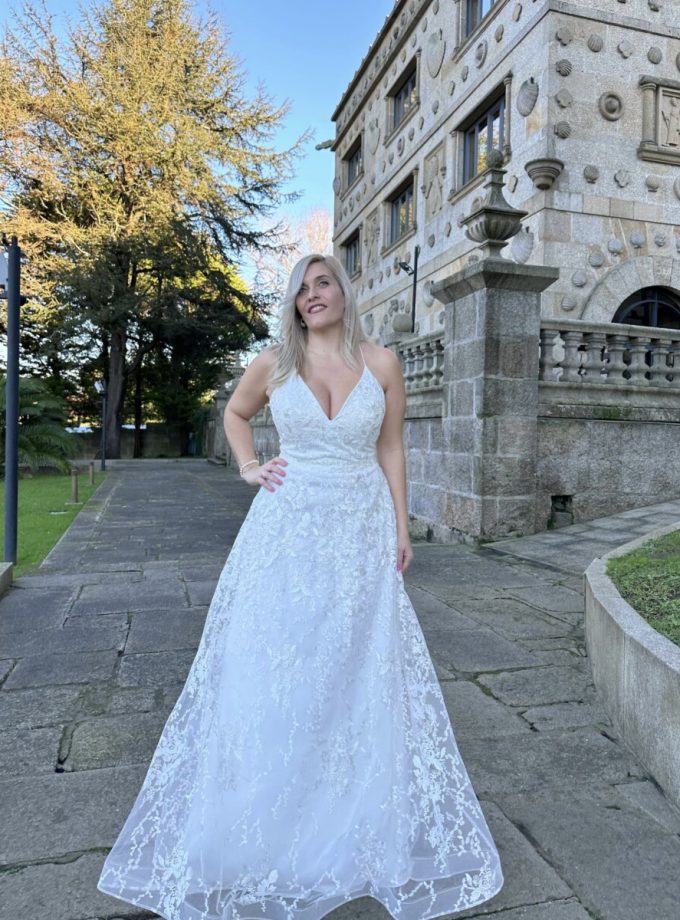 Vestido Novia Encaje Flores