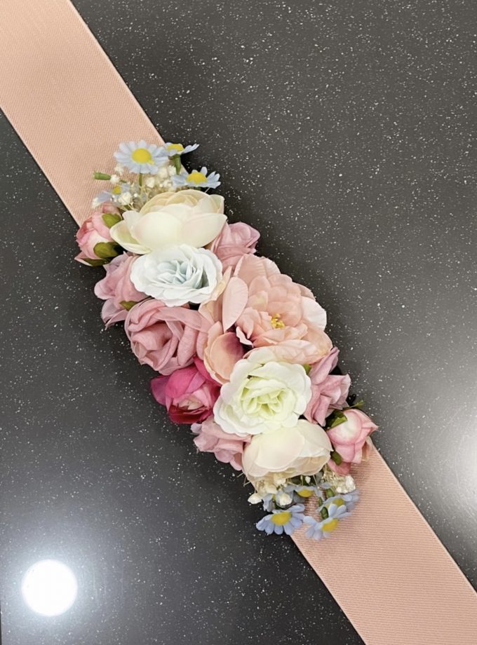 Cinturón Floral Elástico Rosa