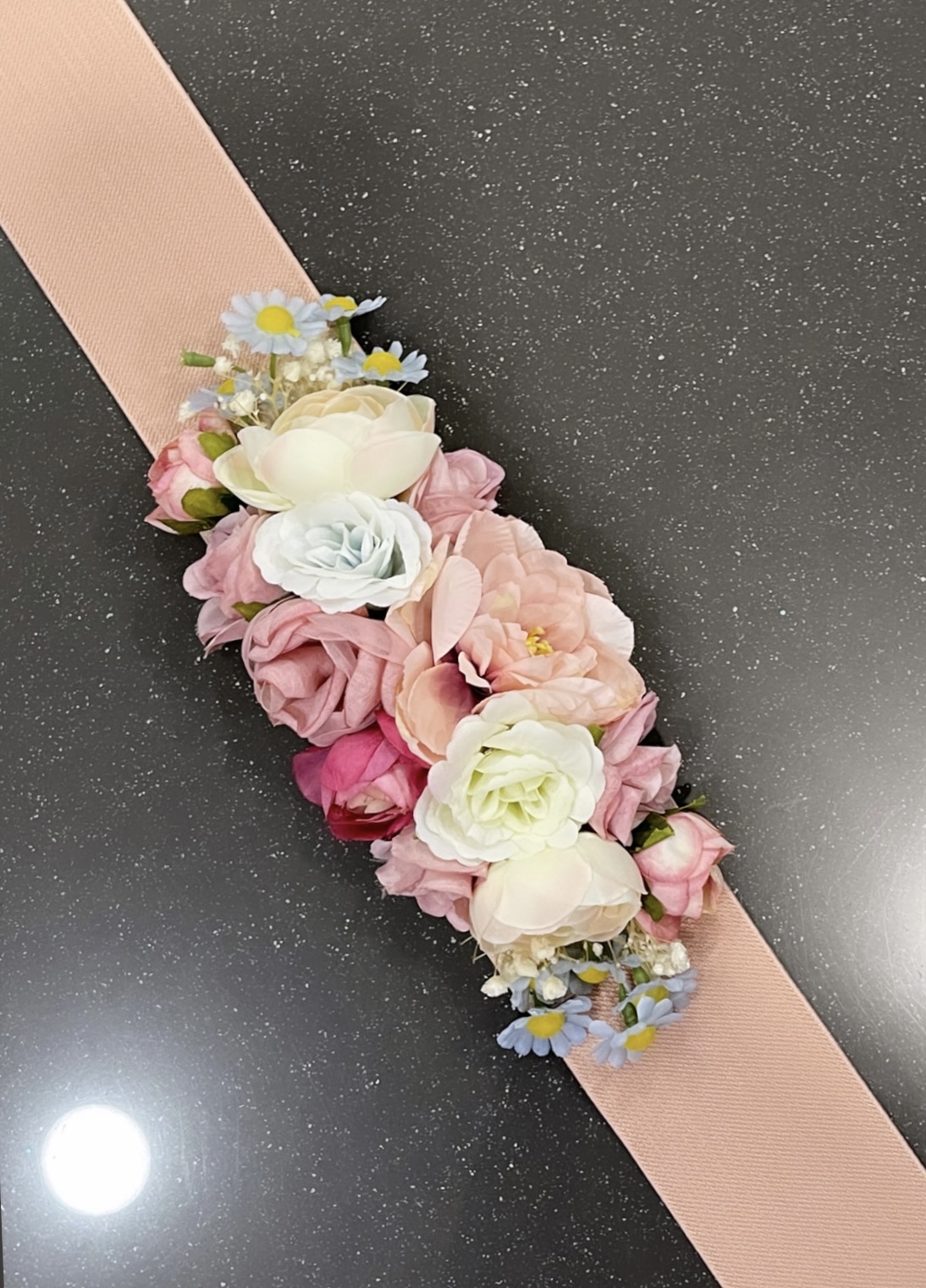 Cinturón Floral Elástico Rosa