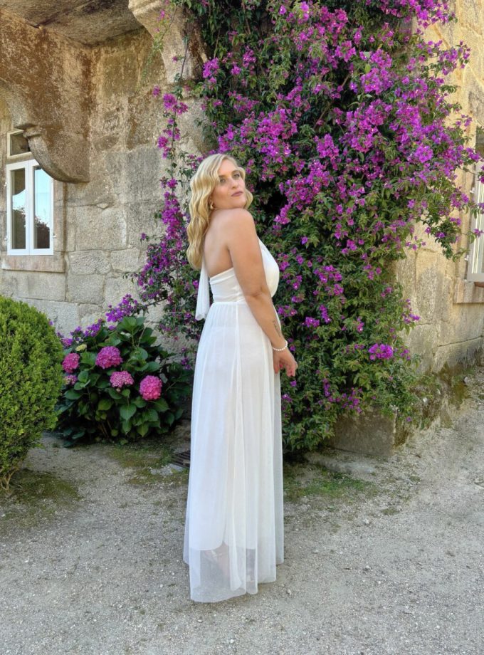 Vestido Tul Halter Transparencia Pecho Novia