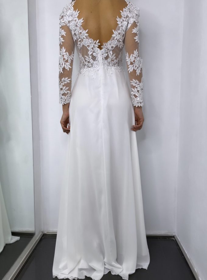 Vestido Dama Mangas Abertura Novia