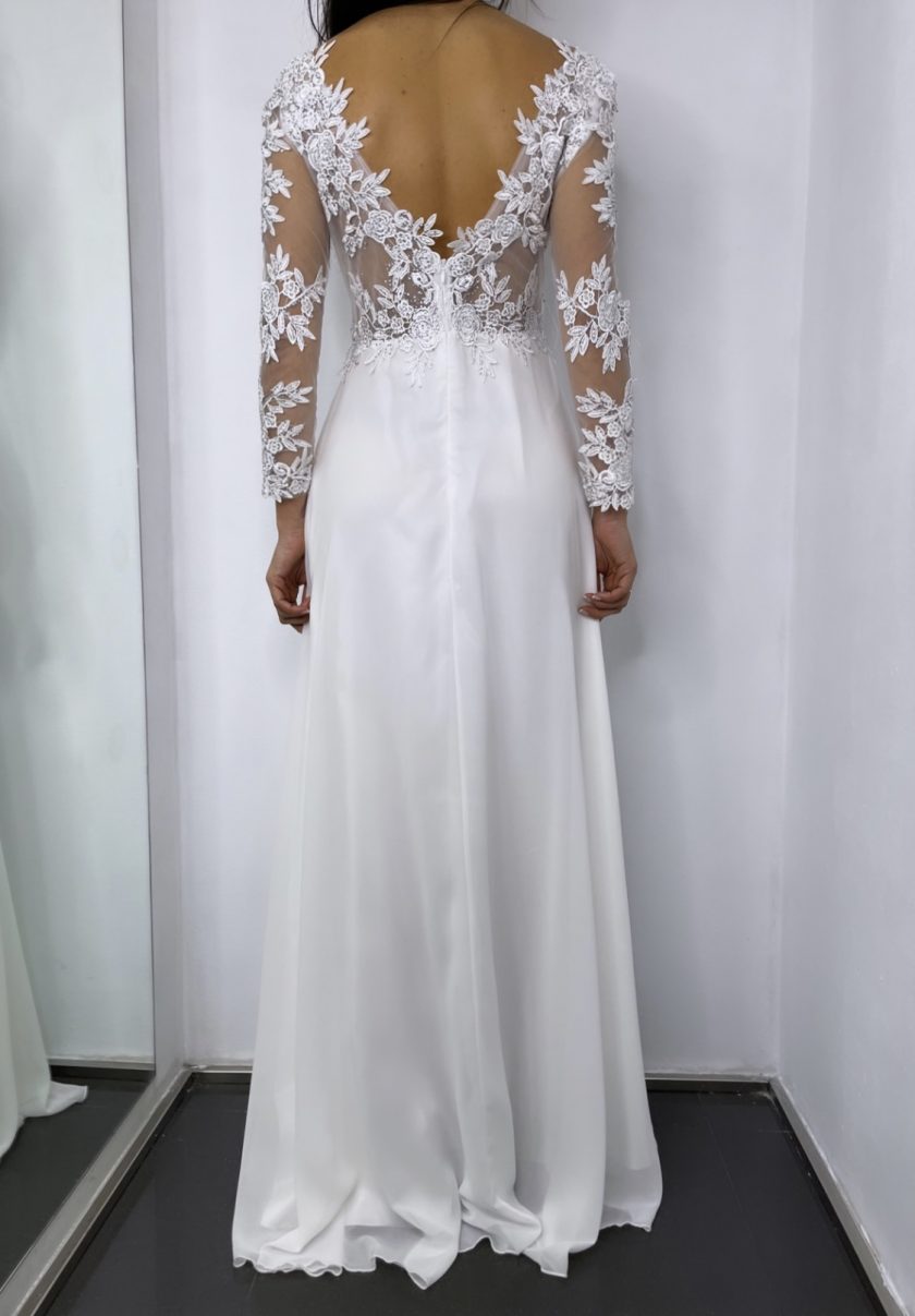 Vestido Dama Mangas Abertura Novia