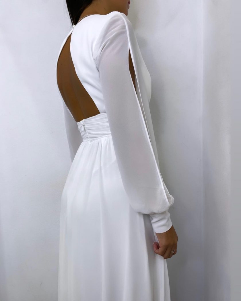 Vestido Gasa Aberturas Mangas Novia - Imagen 4