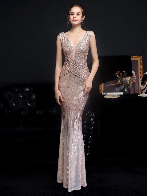 Vestido Lentejuelas Cruzado Oro