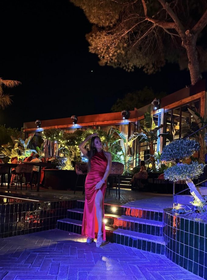 Vestido Seda Halter Drapeado