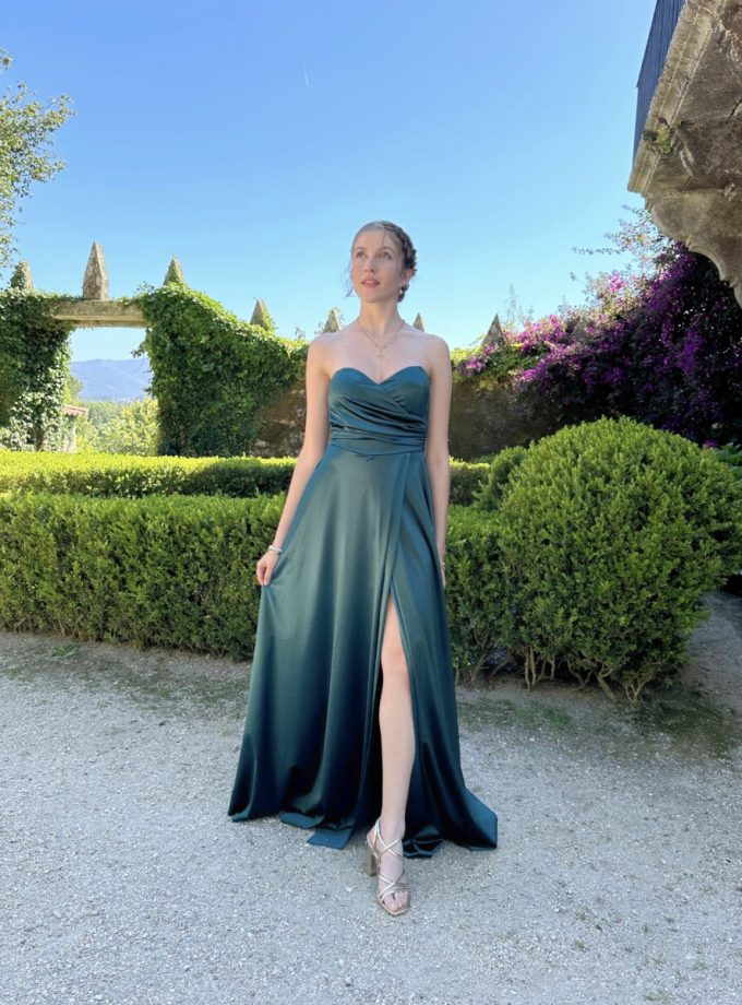 Vestido Seda Escote Corazón