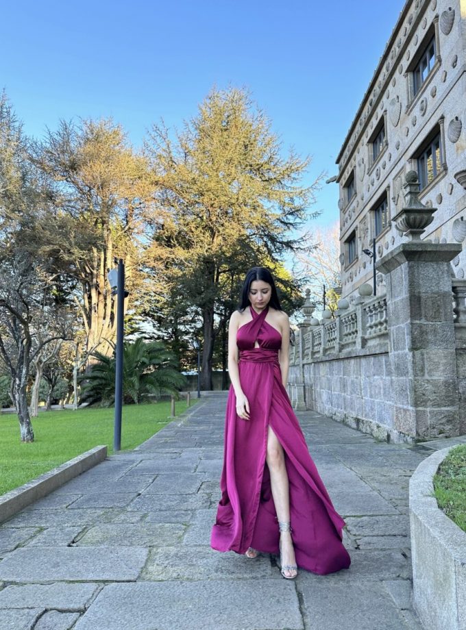 Vestido Seda Pecho Cruzado