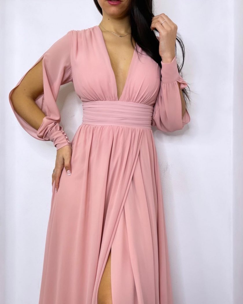 Vestido Gasa Aberturas Mangas - Imagen 9