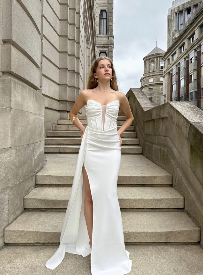 Vestido Sirena Corsé Brillos Novia