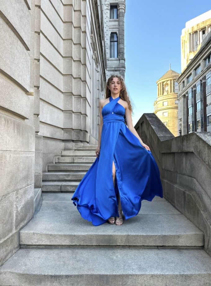 Vestido Seda Pecho Cruzado