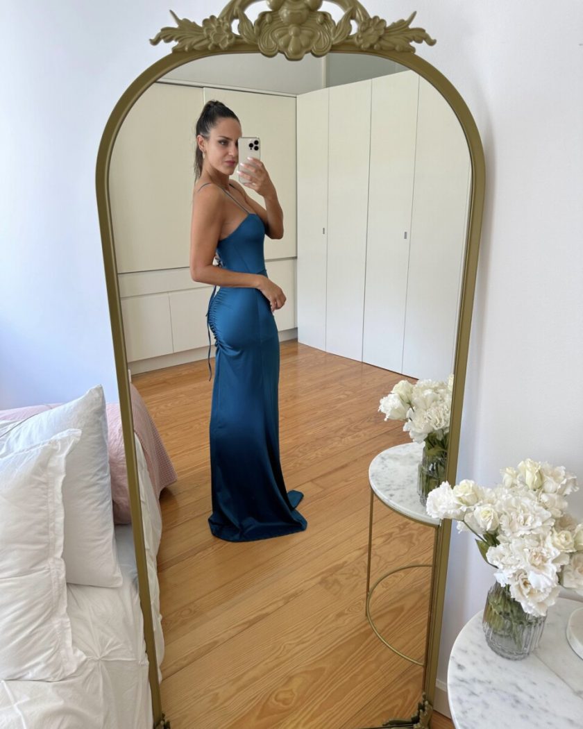 Vestido Seda Elástico Drapeado Espalda - Imagen 12