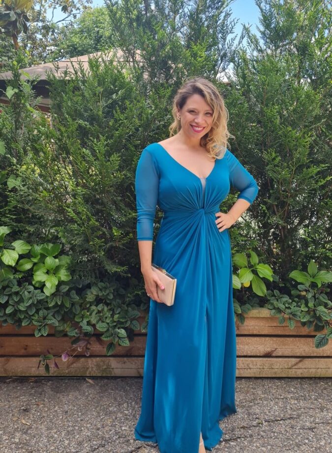 Vestido Nudo Mangas Traslúcidas