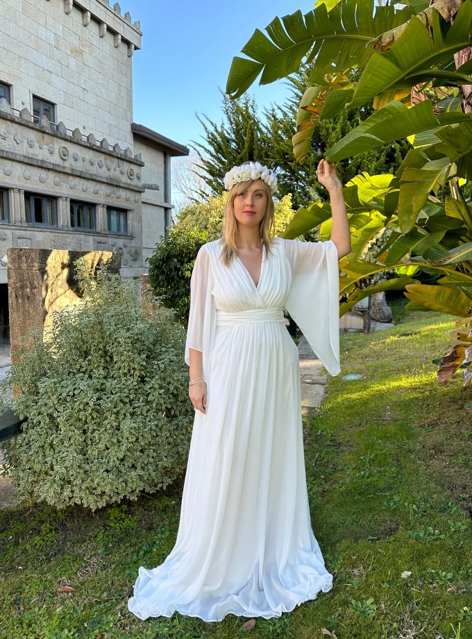 Vestido Gasa Mangas Novia Curvy