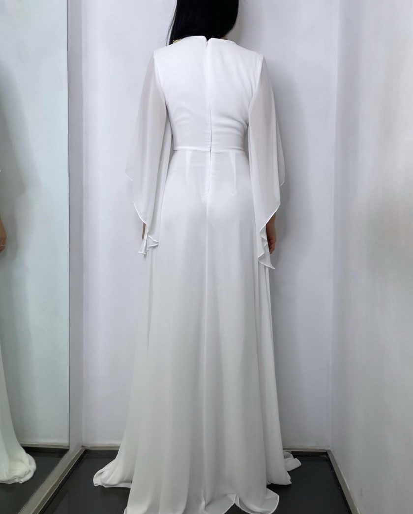 Vestido Gasa Mangas Novia Curvy - Imagen 3