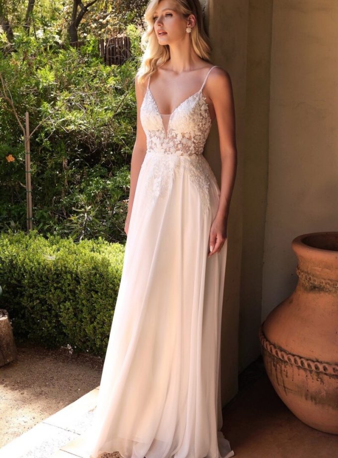 Vestido Novia Transparencias Flores Tirantes