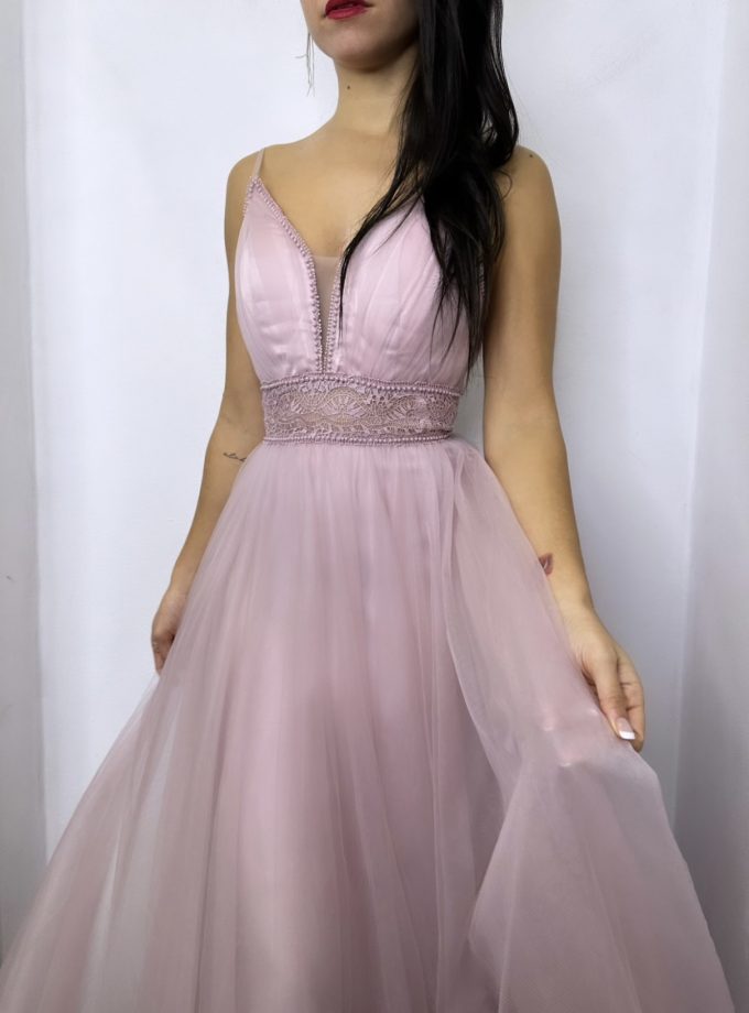 Vestido Tul Encaje Cintura