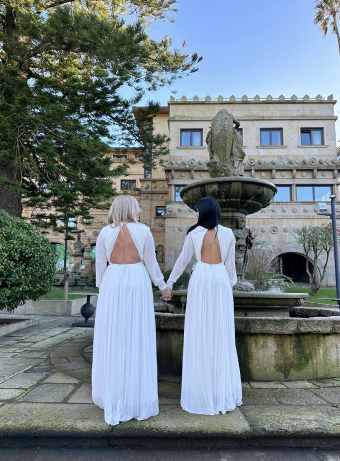 Vestido Tablas Espalda Novia