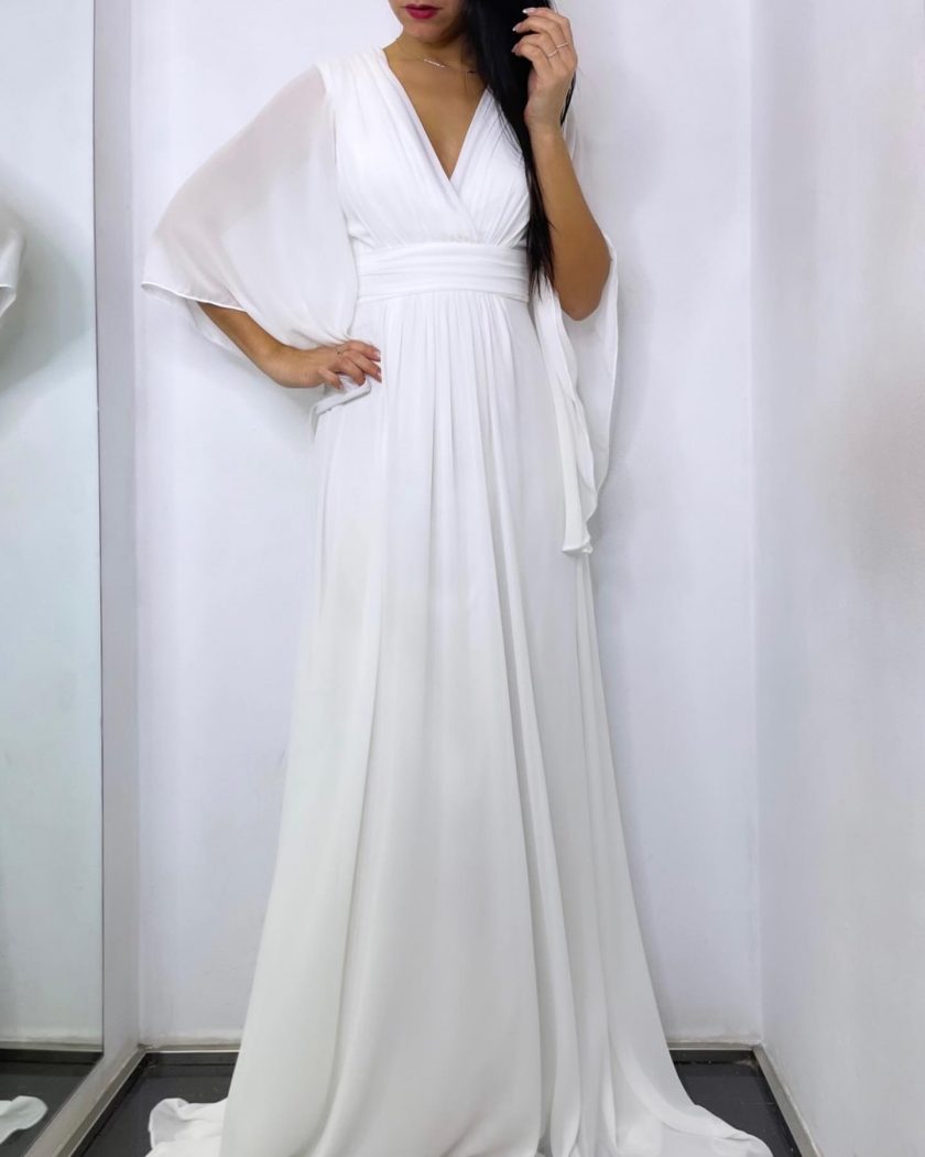 Vestido Gasa Mangas Novia Curvy - Imagen 5