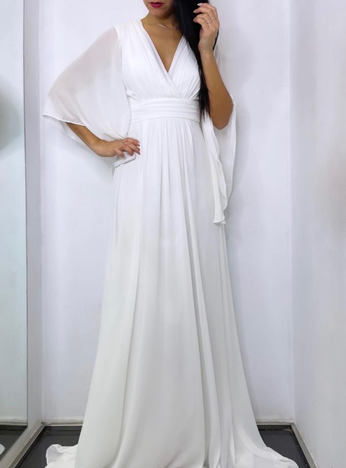 Vestido Gasa Mangas Novia