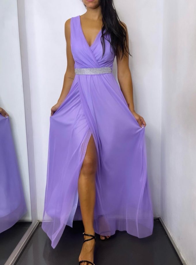 Vestido Tul Basic Cintura Brillos