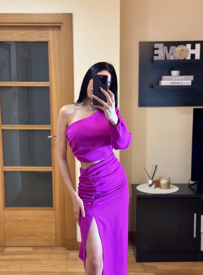 Vestido Manga Abertura Botones